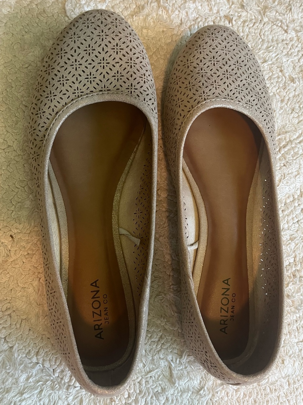 Arizona Jean Company Taupe Laser-Cut Ballet Flats